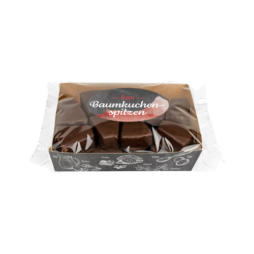 Morceaux de "Baumkuchen" chocolat noir, en boîte