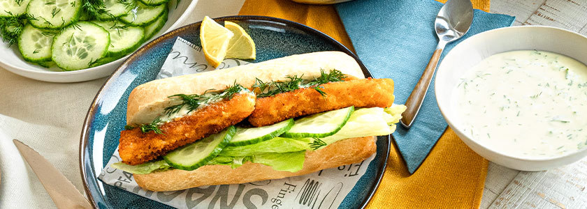 Hot dog au poisson pané