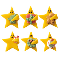 Asst d'étoiles en pâte d'amandes, décor en sucre