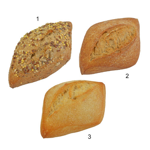 Asst petits pains fermiers Bio cuits, 3 sortes