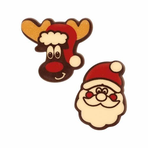 Décor chocolat "Père Noël et renne"