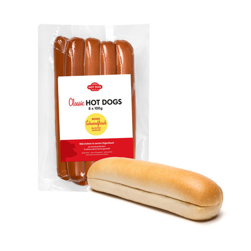 Saucisses Hot Dogs pur boeuf 12 x 60g, le véritable Hot Dog américain