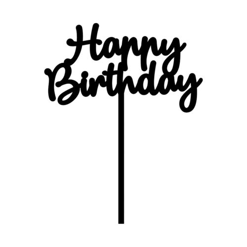 Cake topper "Happy Birthday" taille 1, noir