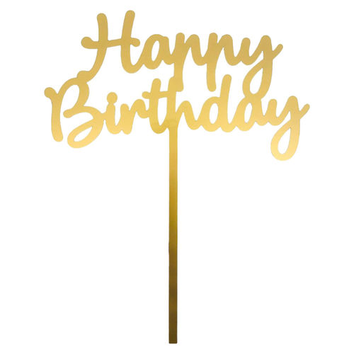 Cake topper "Happy Birthday" taille 1, doré