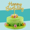 Cake topper "Happy Birthday" taille 1, paillettes - 1