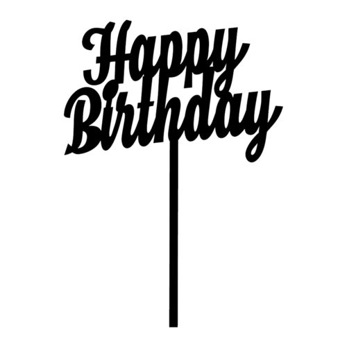 Cake topper "Happy Birthday" taille 2, noir