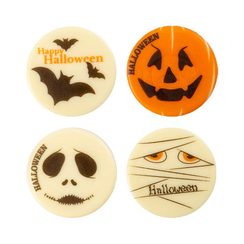 Asst décors en chocolat "Happy Halloween",Ø3,8 cm
