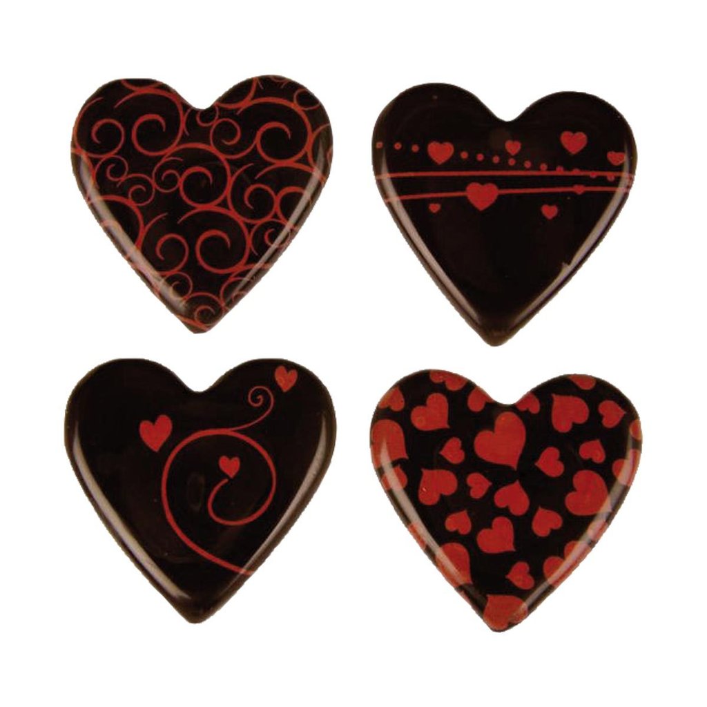Décor en chocolat noir Coeur, 4 sortes