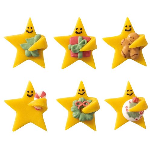 Asst d'étoiles en pâte d'amandes, décor en sucre