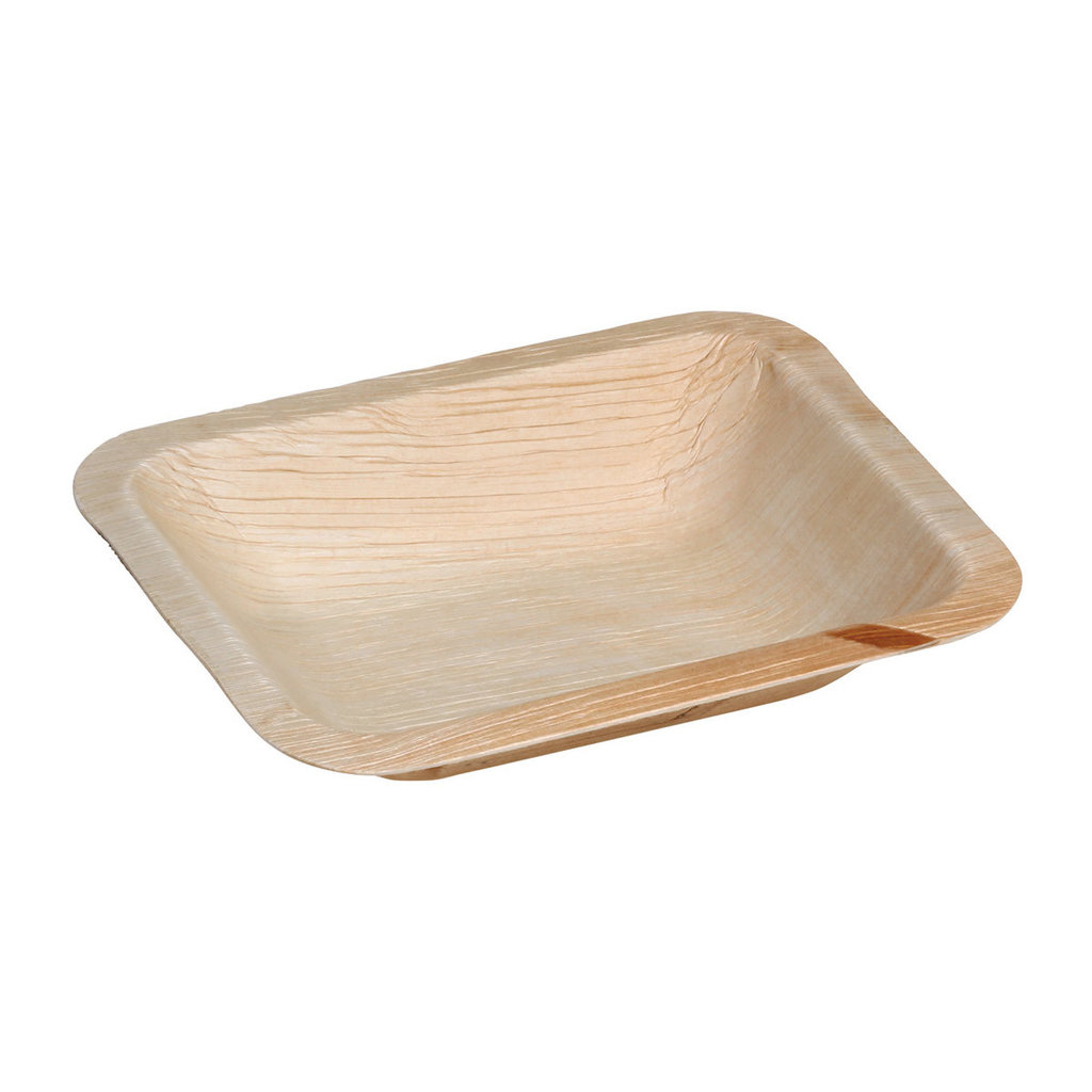 Bol rectangulaire en palmier, 16 x 13 x 3 cm