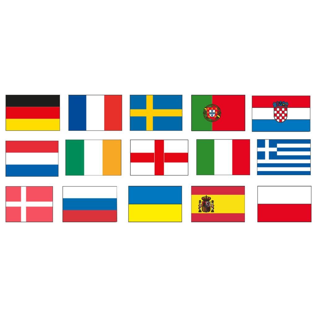 Feuille en azyme "Drapeaux européens", 4 x 5 cm