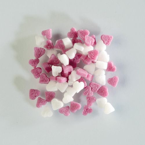 Décor de petits coeurs en sucre roses/blancs 1,5kg
