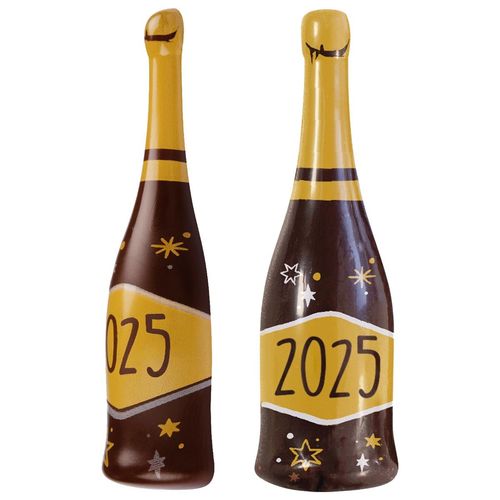 Décor champagne "2025", chocolat noir