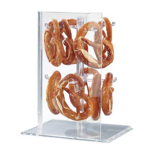 Présentoir à bretzels avec vitrine de protection