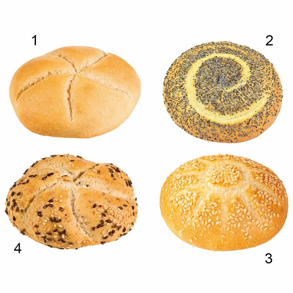 Assortiment petits pains marguerite, 4 sortes