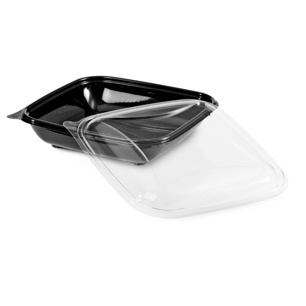 Assiette à salade en PET avec couv., carrée