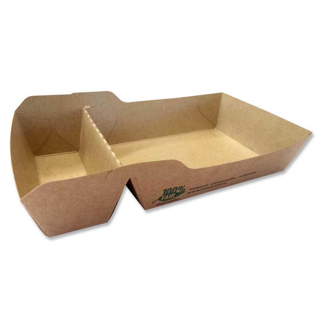 Barquette en papier, 2 compartiments