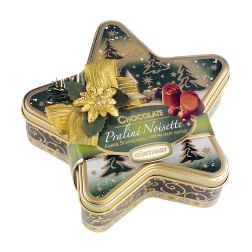 Boîte étoilée "Noël, garnie de pralinés