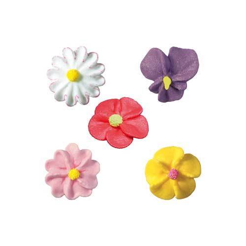 Fleurs en sucre, format moyen, 5 sortes