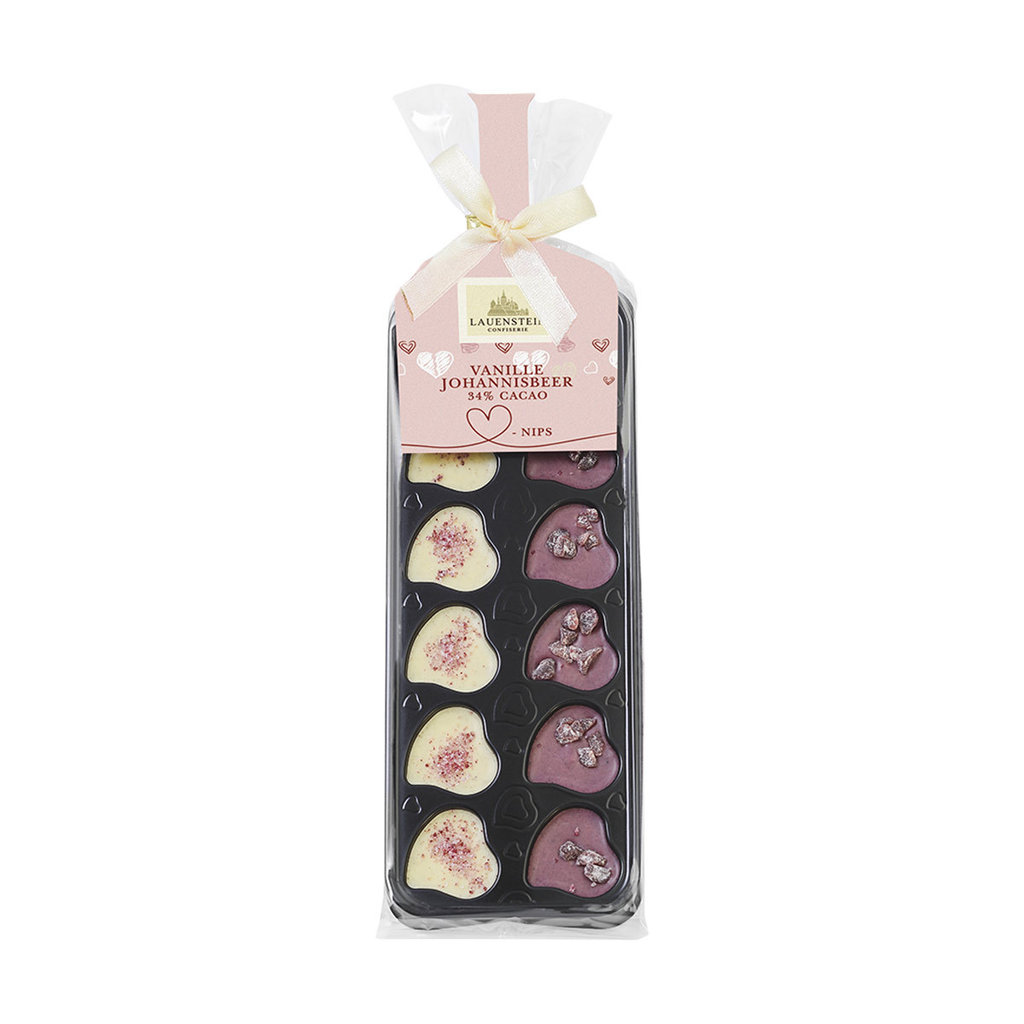 Coeurs en chocolat, myrtilles/vanille