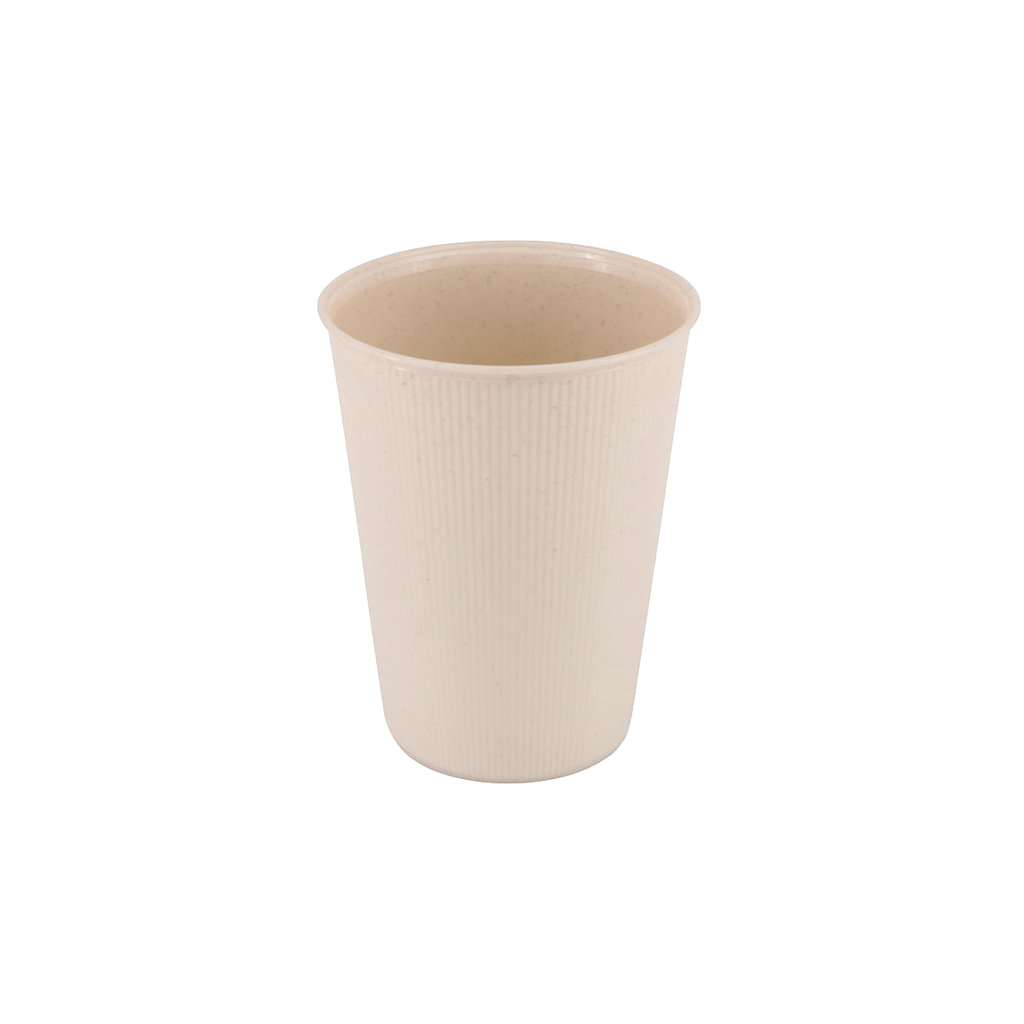 Gobelet rainuré réutilisable 400 ml, crème-blanc