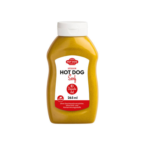 Moutarde sucrée hot dog "danoise", 265 ml, végane