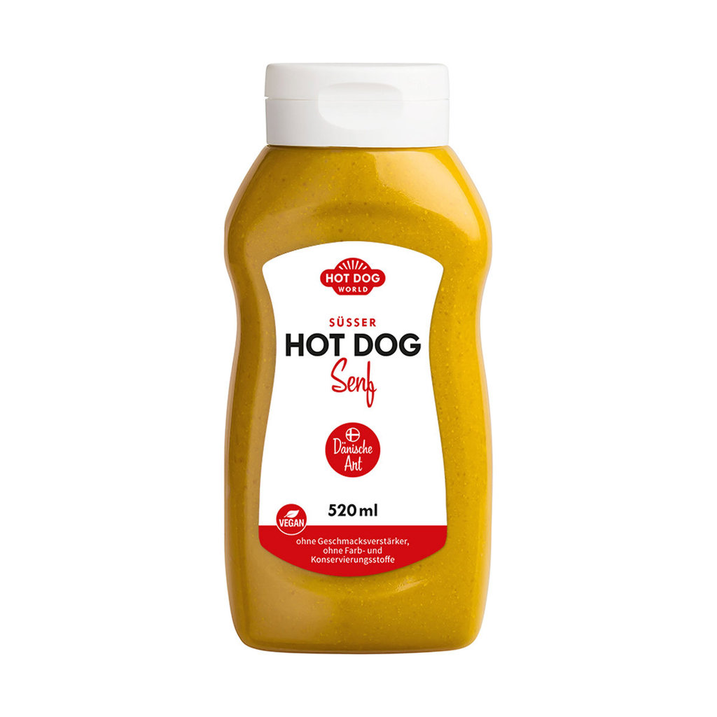 Moutarde sucrée hot dog "danoise", 520 ml, végane