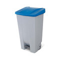 Poubelle avec pédale et roues, 120 l, bleu
